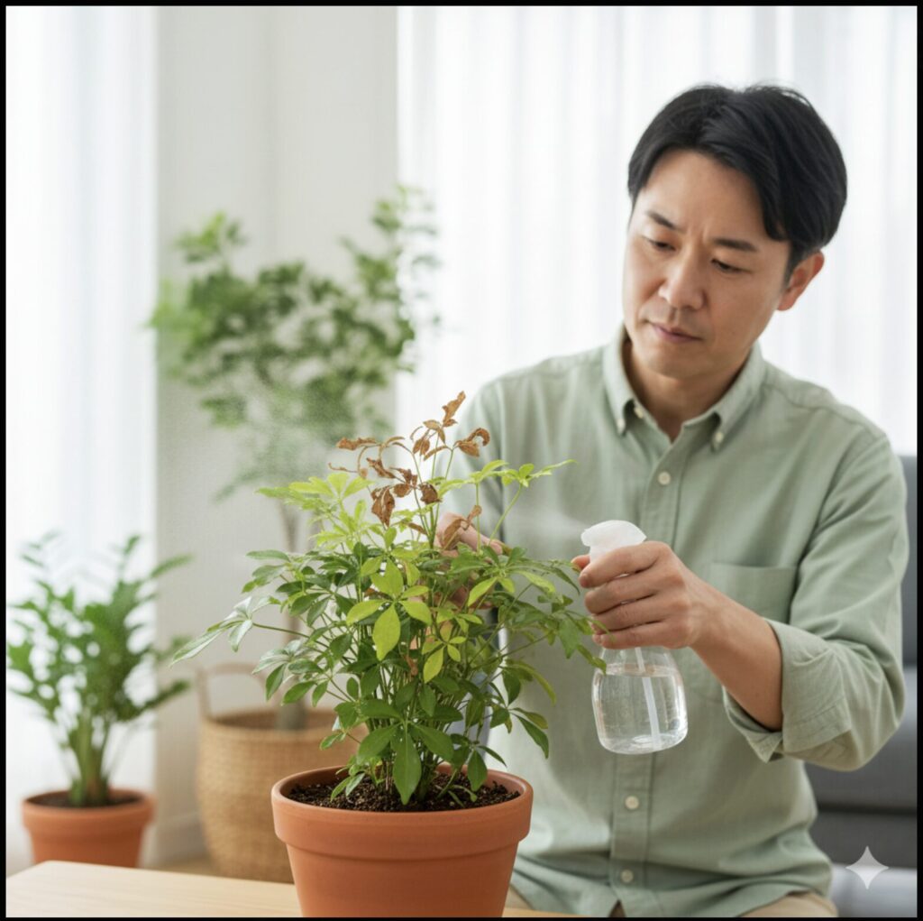 エバーフレッシュの葉がチリチリになった時の復活法