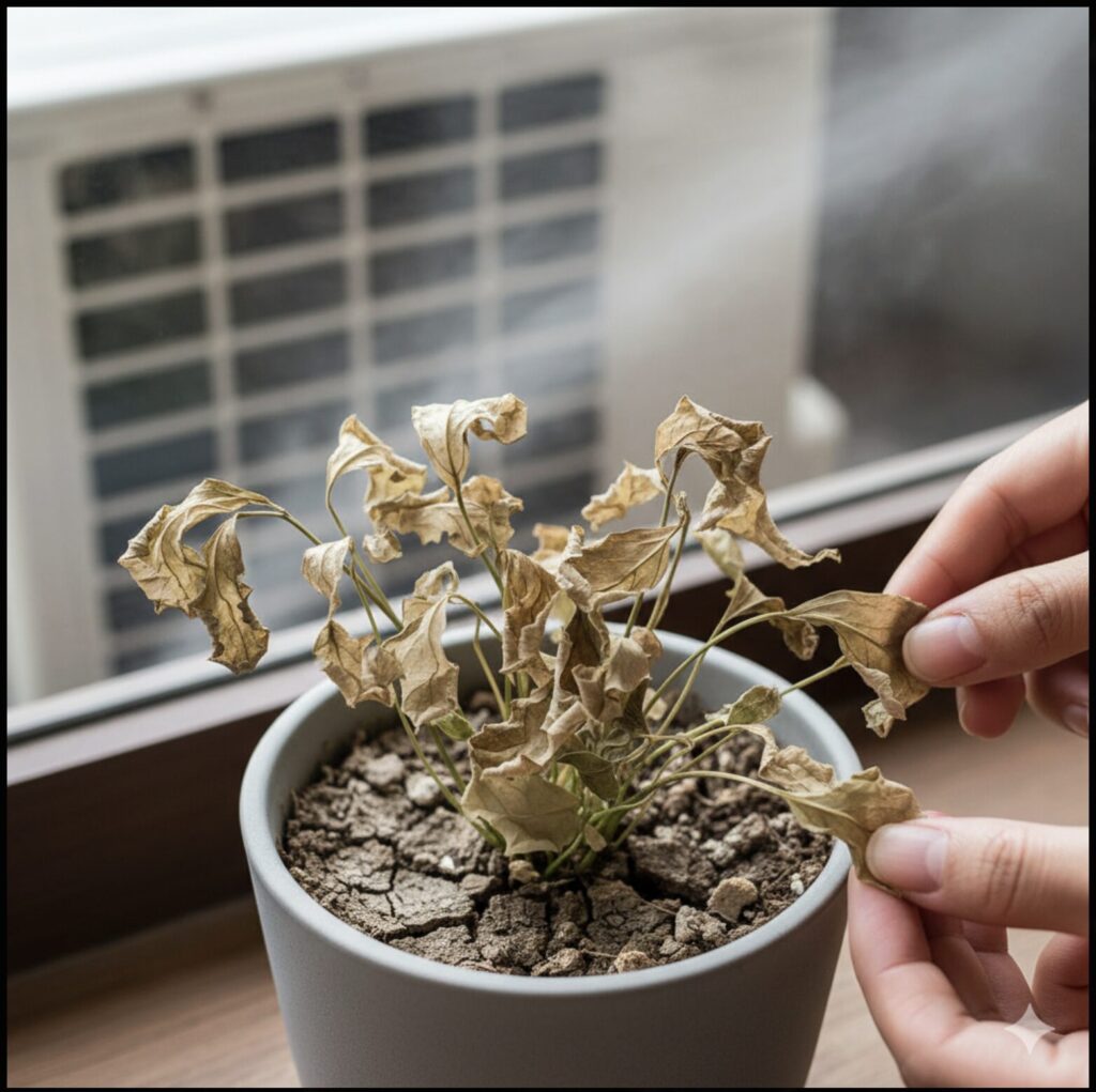 エバーフレッシュの葉がチリチリになる原因の特定法