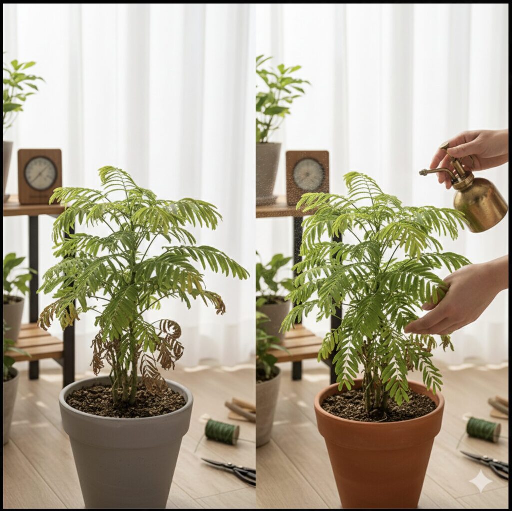 エバーフレッシュの葉がチリチリ！原因別の復活法と育て方