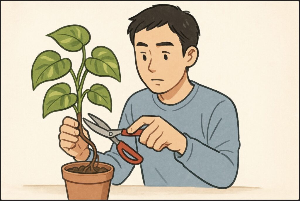 伸びた気根を切るべきかの判断