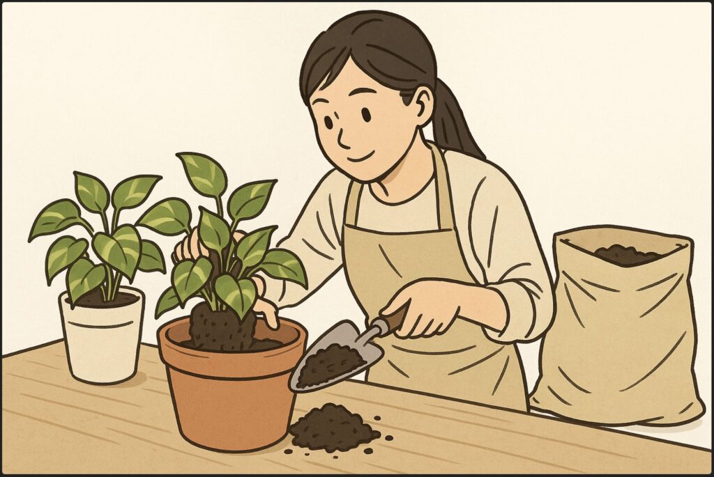 実践するポトス寄せ植えの作り方と管理