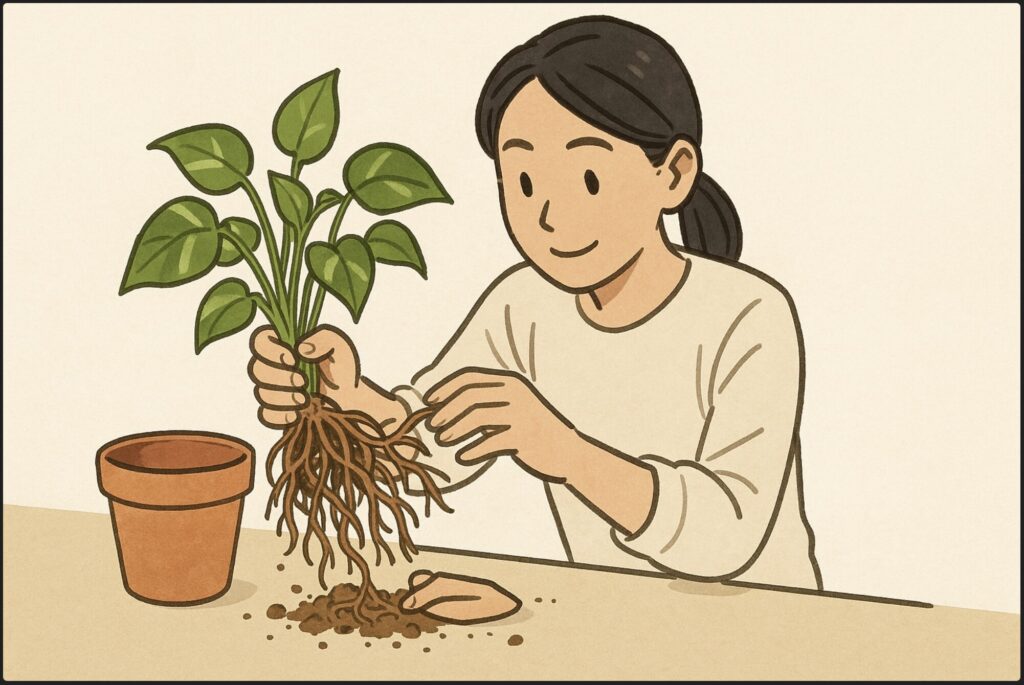 植え替えの時に根をほぐすのはどうですか？