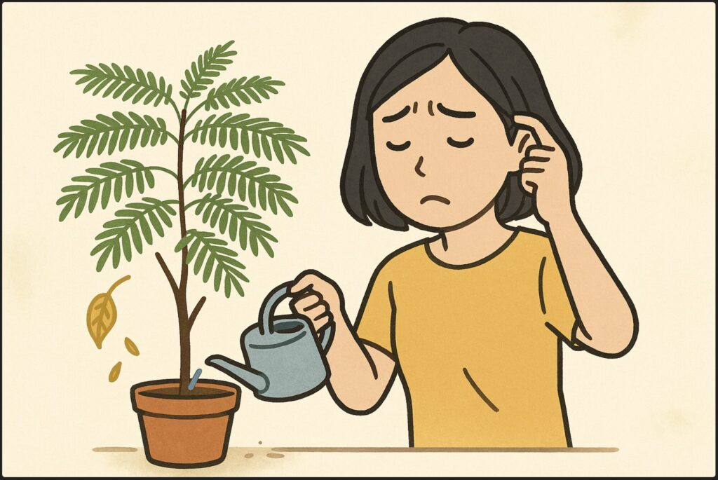 葉が落ちるのは水不足のサインか