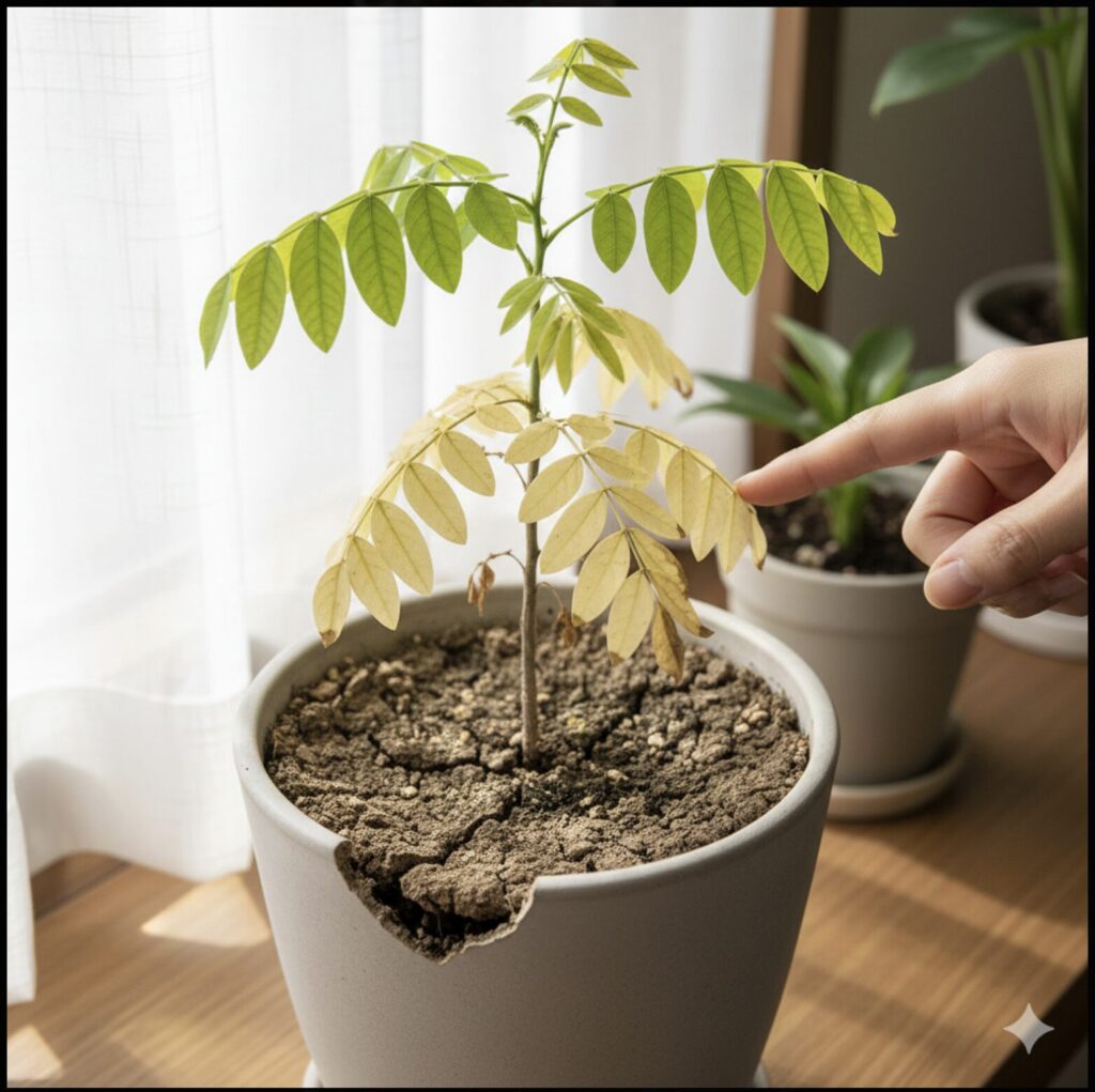 葉が黄色く変色するのは水不足のサイン