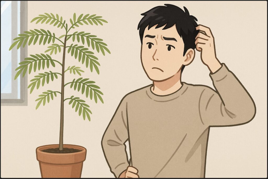 ひょろひょろはなぜ？エバーフレッシュの幹を太くする原因