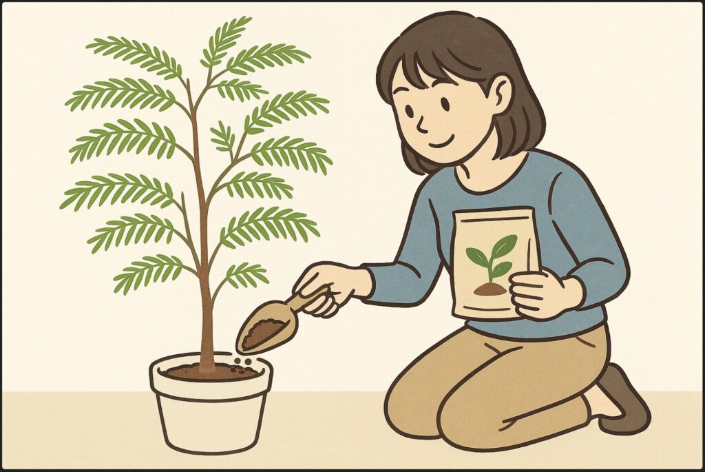 エバーフレッシュの幹を太くするには肥料はどうしたらいいですか？