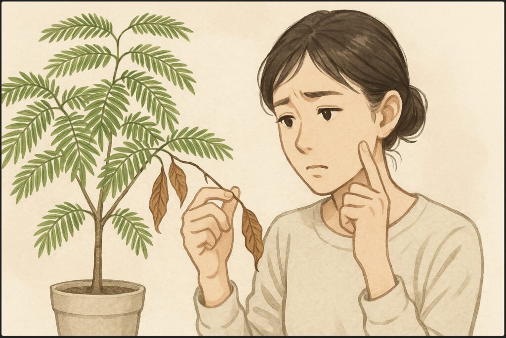 エバーフレッシュの葉が茶色くなるのはなぜですか？