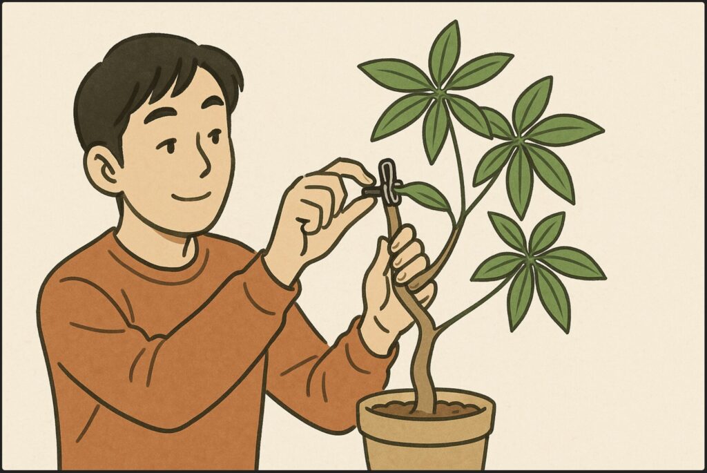 クリップを使った簡単な枝の固定方法