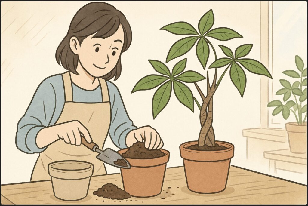 パキラの土配合を活かす植え替え術