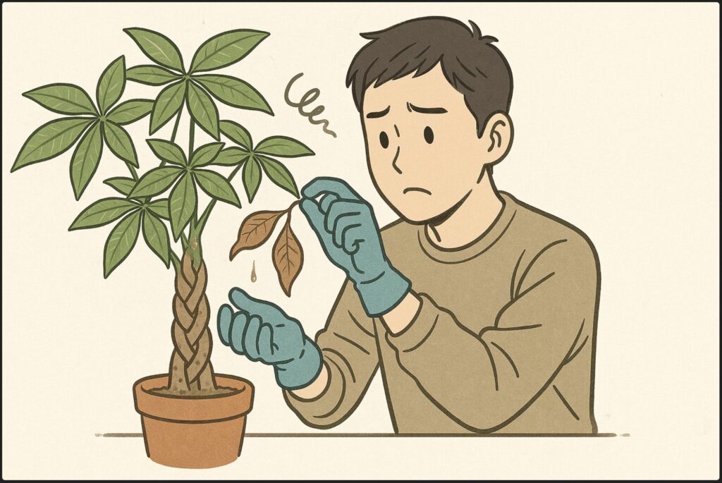 パキラの挿し木で編み込み後の管理とトラブル対処法