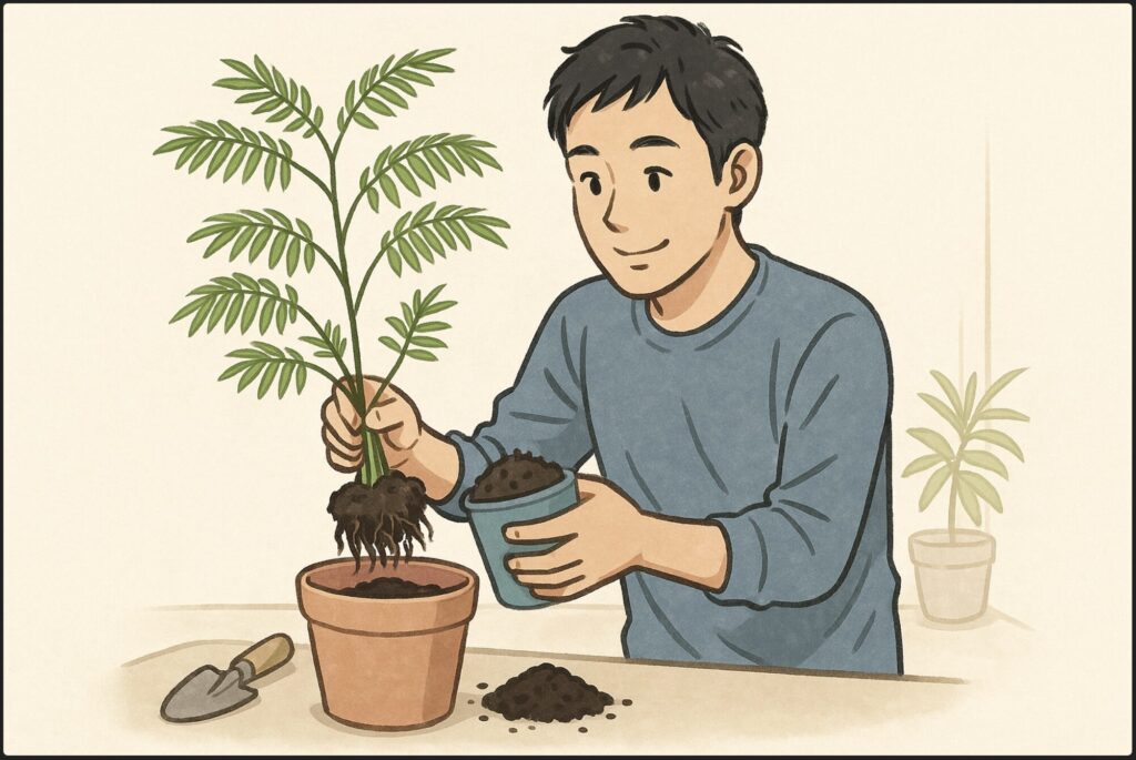 幹を太くする植え替えのポイント