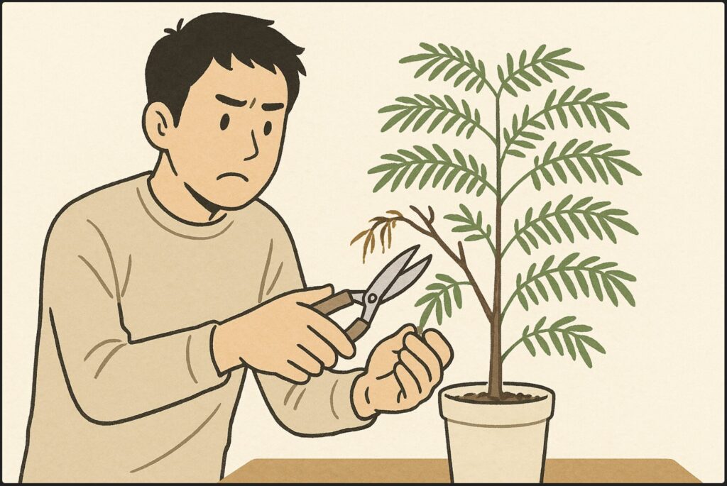 枯れた枝を切る剪定のコツ