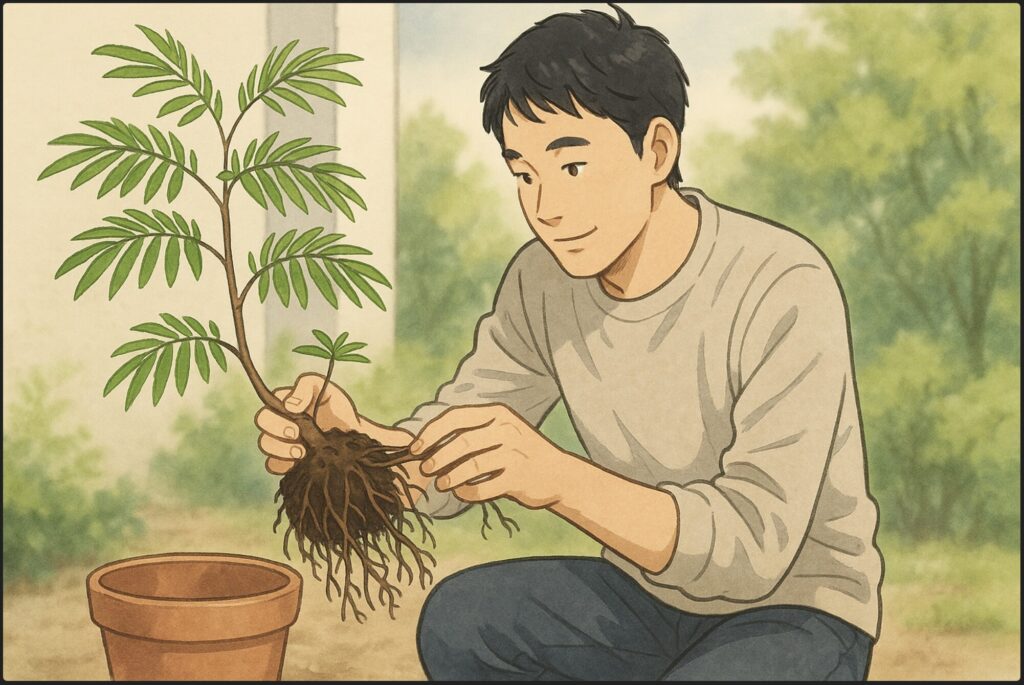 植え替え時にエバーフレッシュの根をほぐすには？