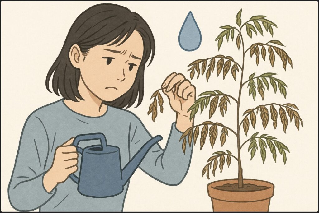 葉がチリチリになるのは水不足のサイン
