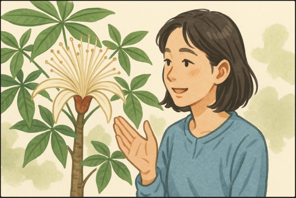 野生では美しい花を咲かせる
