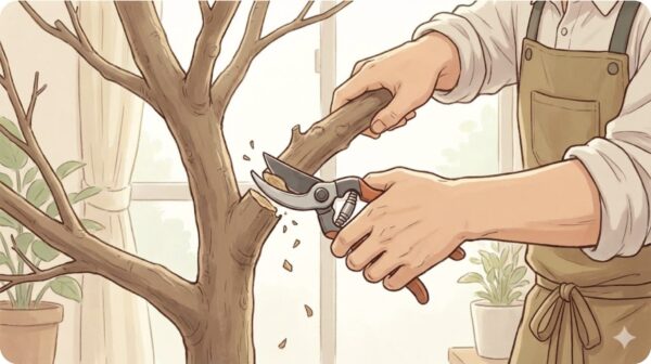 剪定して丸坊主の状態から再生させる