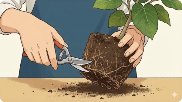 どのくらいの根を切るか3分の1を目安に