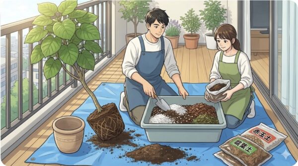 ウンベラータの鉢の植え替えと土の配合