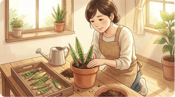 切った葉は葉挿しで再生させる