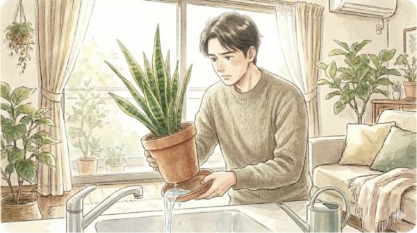 受け皿の水は捨てて根腐れを防ぐ