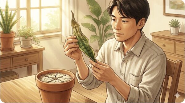 水やり不足で葉がシワシワになる