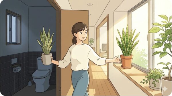 サンスベリアを風水目的でトイレに置く管理