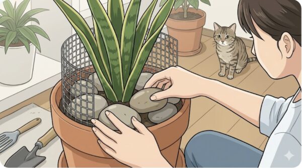 100均アイテムで鉢や土を物理的にガード