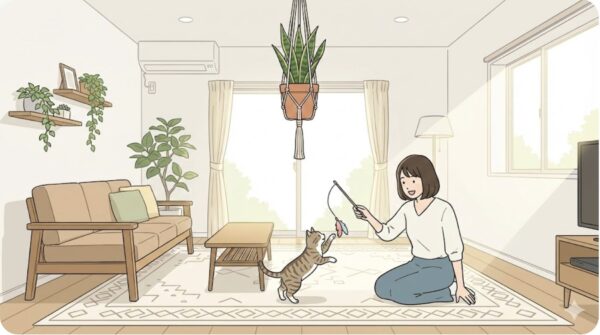 ハンギングで猫が届かない高所に吊るす