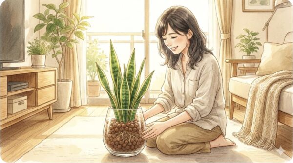 サンスベリアを土を使わないで育てる！清潔な管理と枯らさないコツ