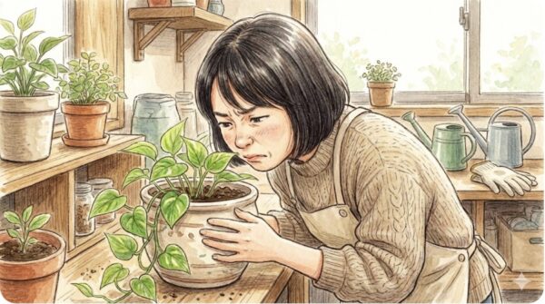 根腐れの症状と土の臭いを確認