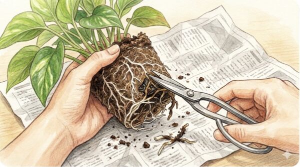 根腐れした根を切る植え替え方法