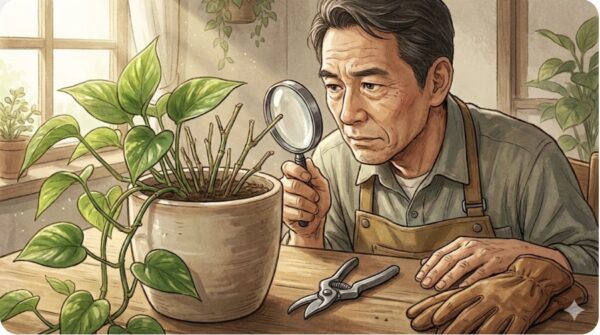 ポトスが茎だけになった原因と生死の見分け方