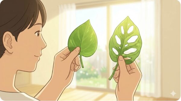 葉に穴があくマドカズラやモンステラ