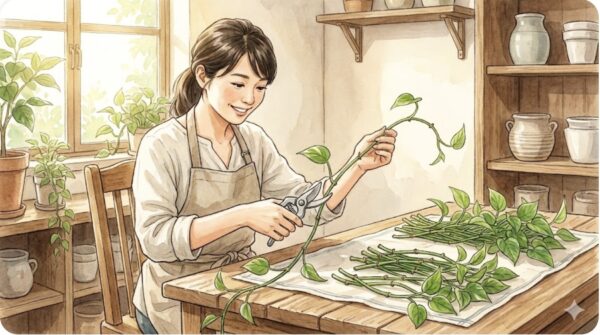 ポトスの徒長を切り戻しで解決する