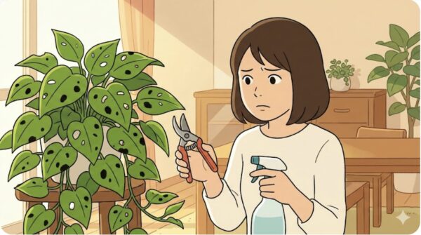 ポトスの炭疽病の見分け方！黒い斑点や穴あきへの対処法を解説