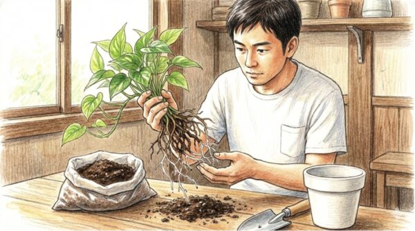 枯れかけた株を復活させる植え替え
