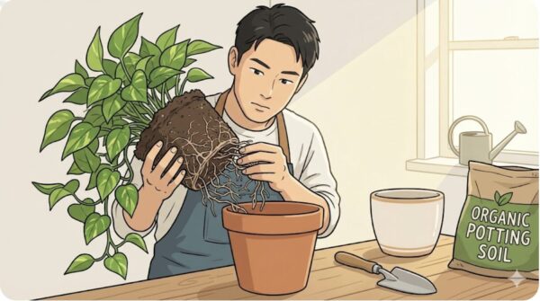 土の状態を確認して植え替えを検討