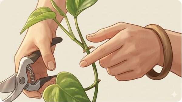 剪定位置は節の上を目安にする