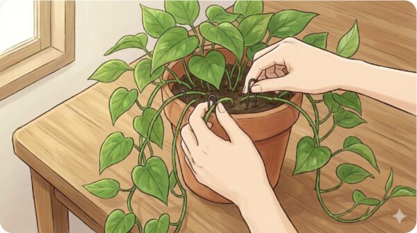 伸びすぎたツルをこんもりさせる